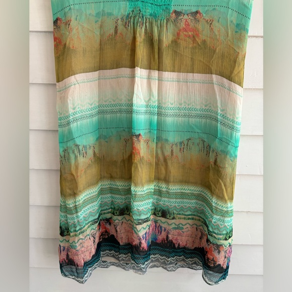 Sundance Silk Cap Sleeve Multicolor Dress Size 10 - Picture 5 of 12